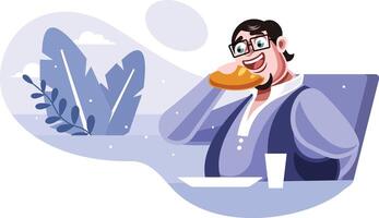 Man eating bread vector