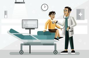 Pediatrician is using a stethoscope vector