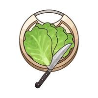 Illustration of cabbage on a cutting board vector