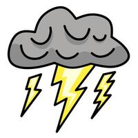 storm cloud with two lightning bolts coming out of the bottom, relevant for topics related to weather, storms, natural phenomena, or as an icon depicting electricity or power vector