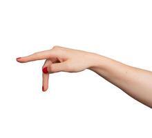 Finger pointing forward, symbolizing the next step in a journey. Isolated on white background, photo