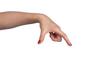 A hand with two fingers thumb and index finger demonstrating the size of an invisible or large photo