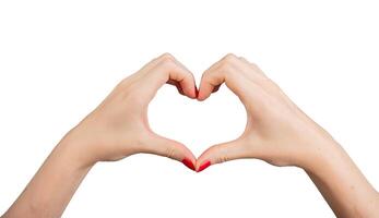 Hands forming a heart shape, symbolizing love and care. Isolated on a white background, with closeup photo