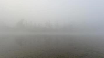 Time lapse foggy morning and mist motion over river in Chitwan national park. Jungles buffer zone on misty mysterious morning video