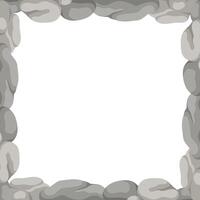 Square Stone Frame, Rocks Border. Empty Cartoon Frame Made Of Small Stones. vector