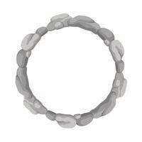 Round Stone Frame, Circle Rocks Border. Empty Cartoon Frame Made Of Small Stones. vector