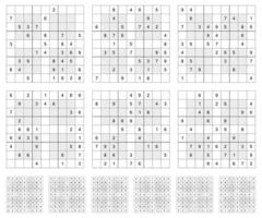 Windoku puzzle game set with solutions. vector