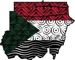 Sudan flag inside map contour design icon logo. Sudanese national flag colors and African ornaments. suitable for social media and t shirt prints, good for posters and and graphic and web design vector