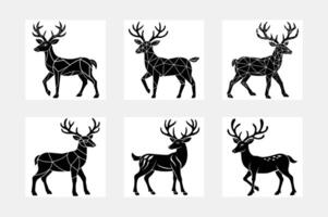 Expressive Set of Running Deer Silhouettes for Crafts vector