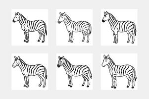 Unique Zebra Line Art Set for Kids to Color vector