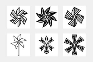 Unique Windmill Silhouette Designs on White Background vector