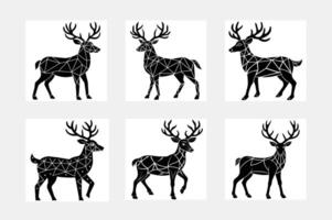 Artistic Set of Running Deer Silhouette Designs vector