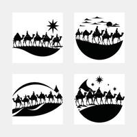 Elegant Set of Camel Caravan Silhouettes for Print and Digital Media vector