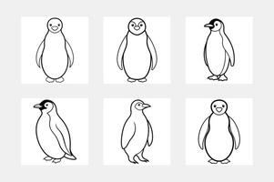 Kids Coloring Book Featuring Penguin Line Art vector