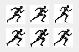 Athletic Movement Set with Running Silhouettes vector