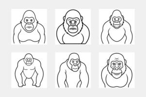 Discover the Joy of Gorilla Line Art for Kids' Coloring vector