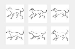 Running Dog Line Art Set Perfect Addition to Kids Coloring Books vector