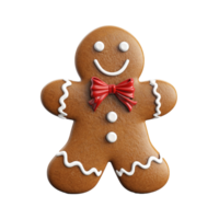 3d Gingerbread Man Merry Christmas Cookie isolated on transparent background png