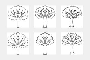 Creative Tree Line Art Set for Kids Coloring Fun vector