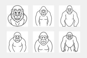 Fun and Easy Gorilla Line Art for Kids' Creative Projects vector