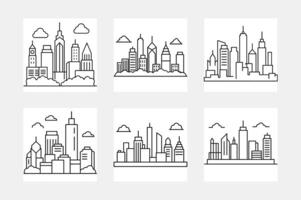 Engaging Skyline Line Art for Kids Coloring Pages vector