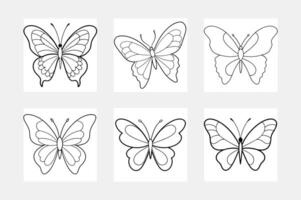 Explore Butterfly Line Art Set for Kids Coloring vector