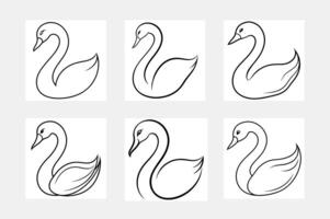 Swan outline icon set artwork ideas vector