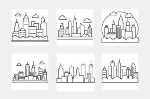 Unlock Imagination with Skyline Line Art for Kids vector