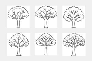 Explore Nature with Tree Line Art Coloring for Kids vector
