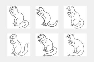 Adorable Otter Coloring Pages with White Background vector