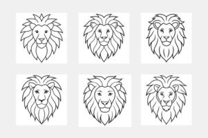 Easy Lion Line Art Illustration Set Guide vector