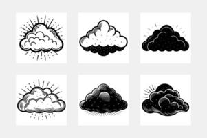 High quality cloud white background artwork set bundle vector