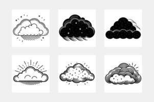 Cloud white background artwork set for digital projects vector