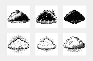 Cloud white background artwork set for graphic design vector