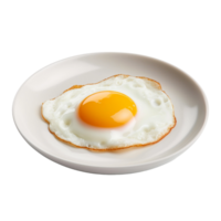 A fried egg is on a plate with a fried egg isolated on transparent background png