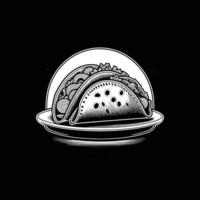 Tacos icon logo silhouette illustration design black and white vector