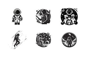 set of space astronaut illustration design on white background vector