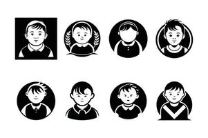 set of down syndromes silhouette logo design on white background vector