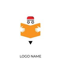 a logo with a man reading a book vector