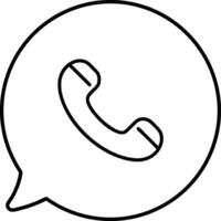 a black and white phone icon in a speech bubble vector