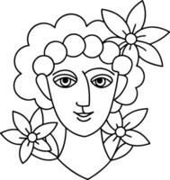 abstract face with flowers by one line draw vector