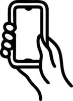 hand holding a smartphone icon vector