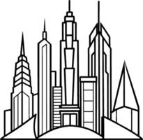 hand drawn building of futuristic skys crappers vector