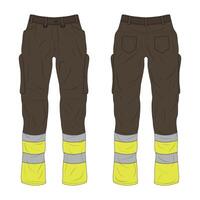 Safety work pants template front and back view vector