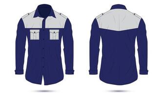 Formal long sleeve button down shirt template front and back view vector