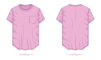 Plain pink casual t-shirt template front and back view vector