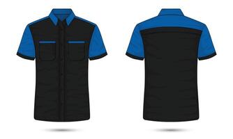 Short sleeve formal button down shirt mockup front and back view vector