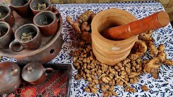 Various types of herbs for Jamu drink ingredients photo