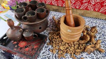 Various types of herbs for Jamu drink ingredients photo