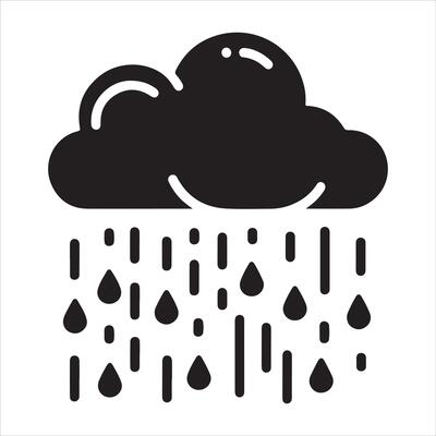 Clouds Silhouette Isolated. Weather icons. Silhouette, rain, clouds, sun, snow, cold, heat weather icons